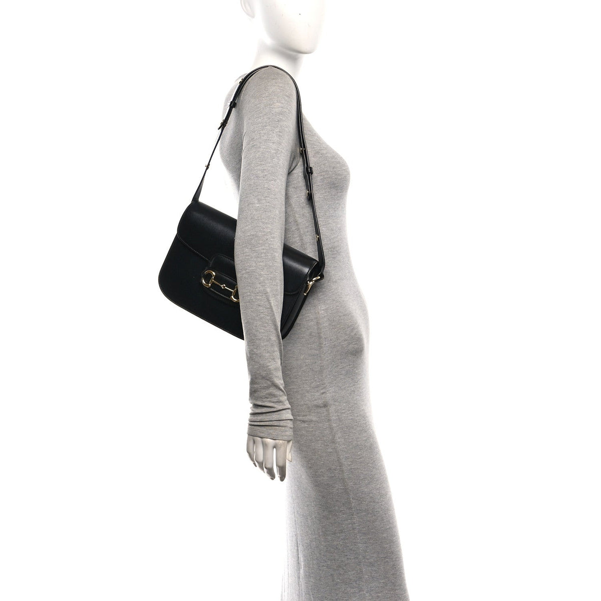 Azalea Calfskin Horsebit 1955 Shoulder Bag Black Black