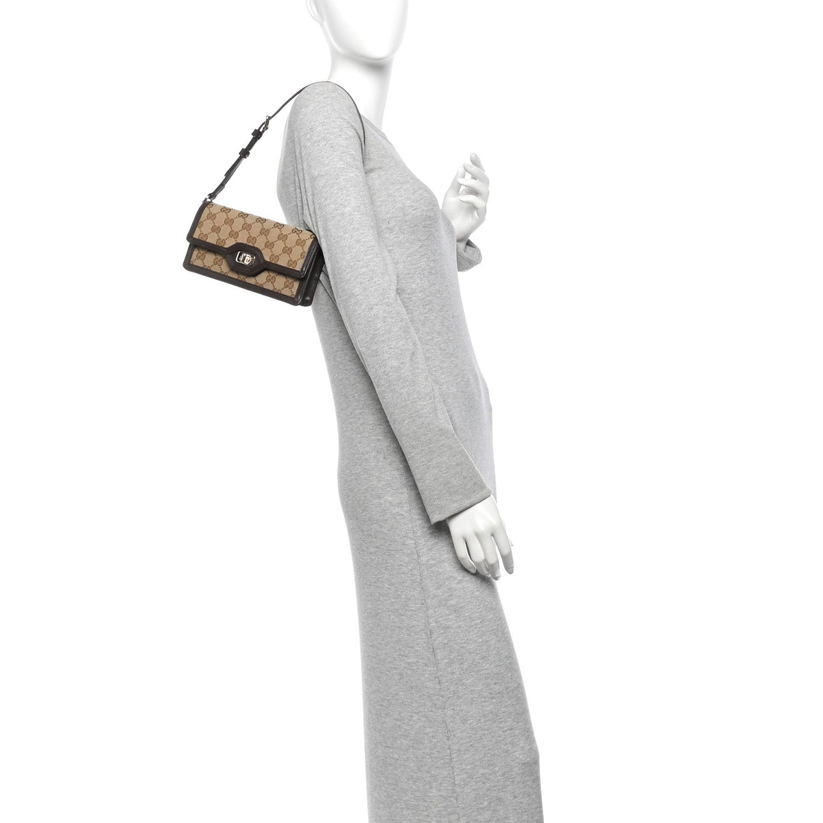 GG Monogram Mini Luce Shoulder Bag Beige Ebony