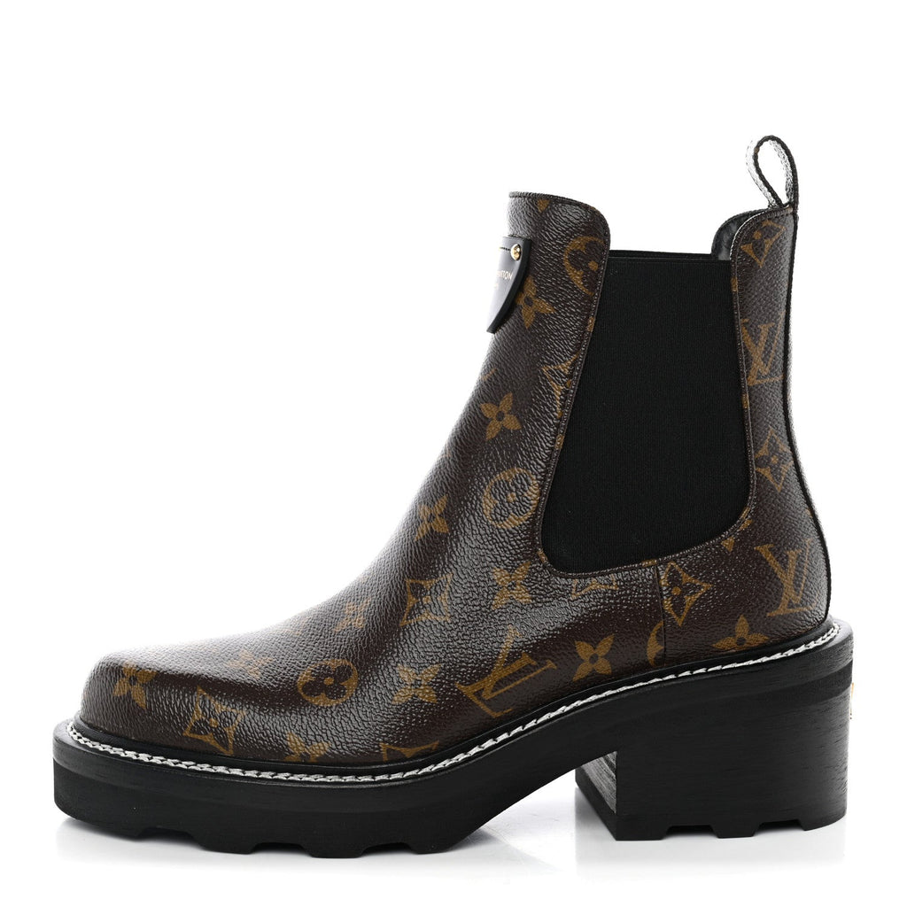 Patent Monogram LV Beaubourg Ankle Boots 38.5 Black