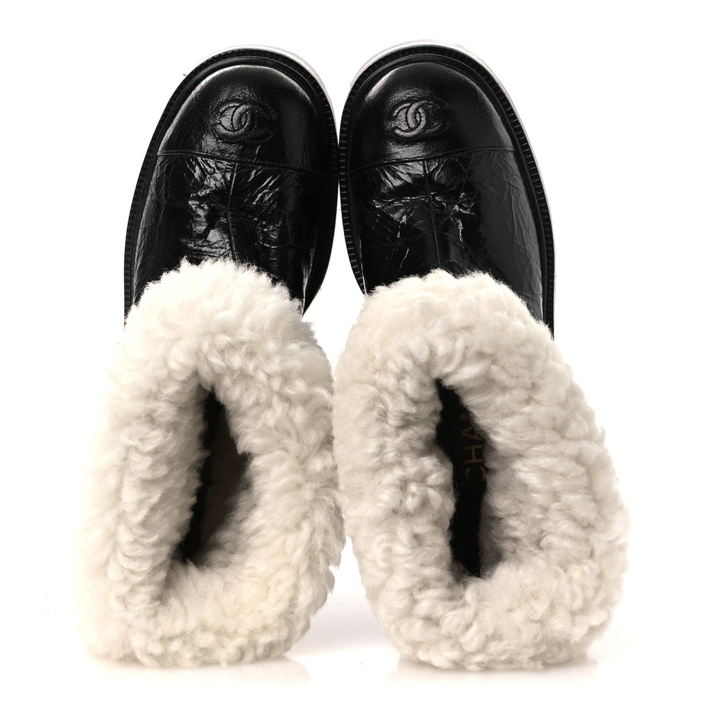 Lambskin Shearling Short Boots 36 Black