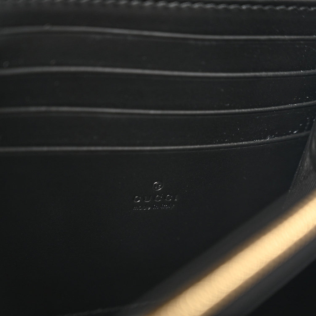 Calfskin GG Debossed Chain Wallet Black