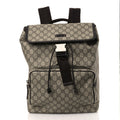 GG Supreme Monogram Medium Single Buckle Rucksack Backpack Beige Ebony Brown
