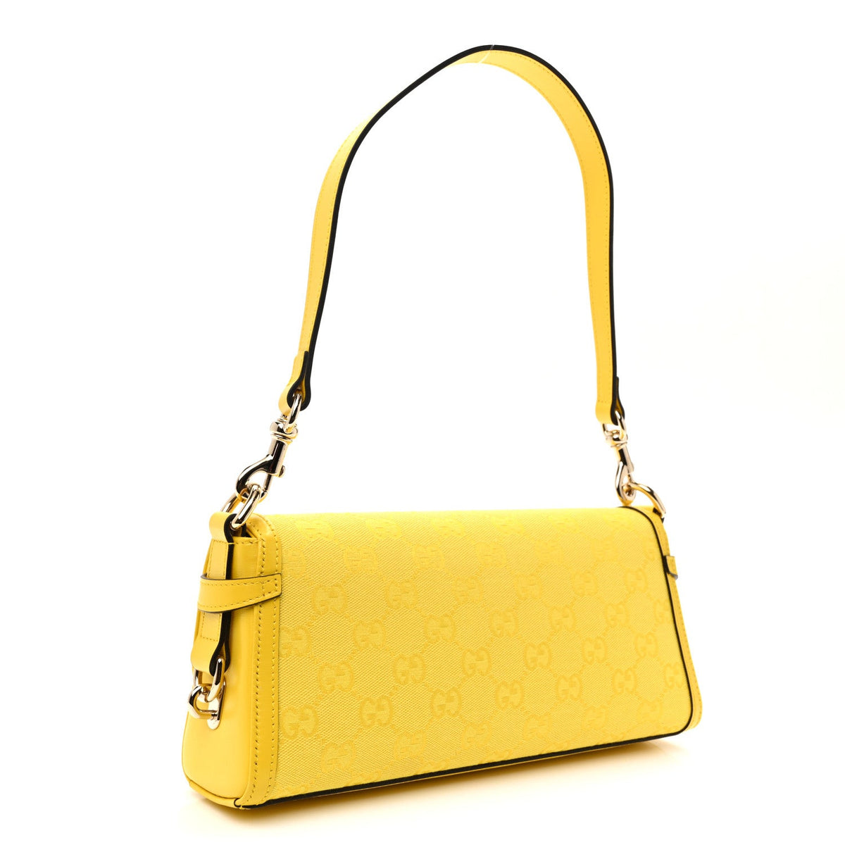GG Monogram Textured Dollar Calfskin Small Luce Shoulder Bag Yellow
