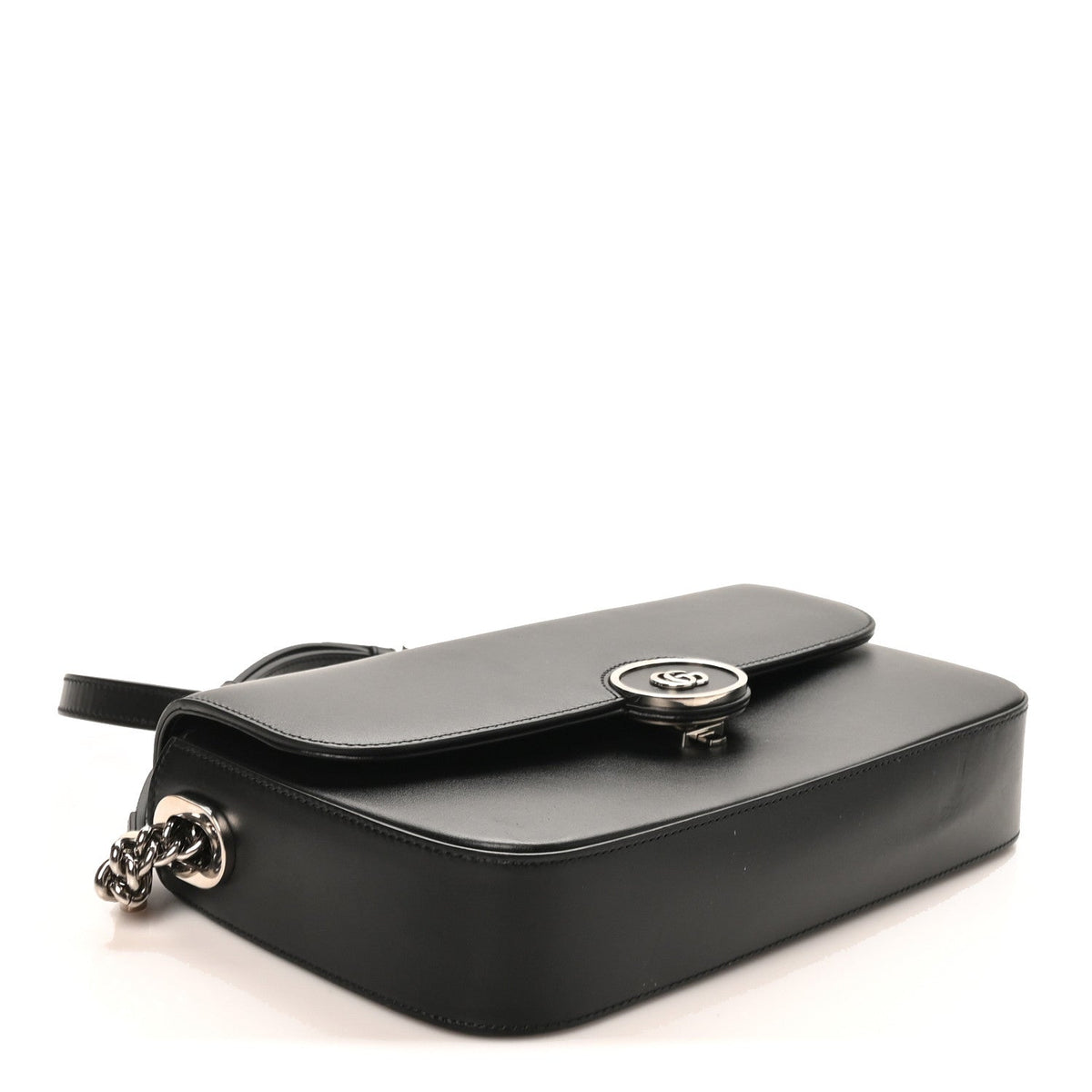Senna Calfskin Petite GG Top Handle Shoulder Bag Black