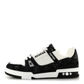 Calfskin Embossed Monogram Denim Womens LV Trainer Sneakers 41 Black 41 Black