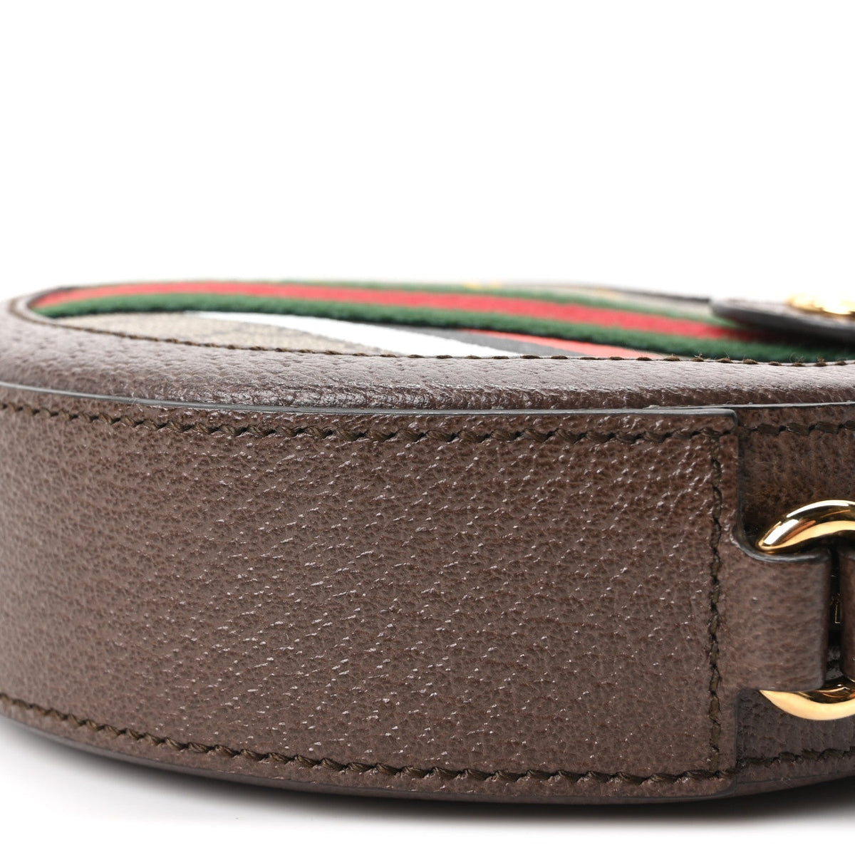 GG Supreme Monogram Equestrian Web Mini Ophidia Round Shoulder Bag Brown