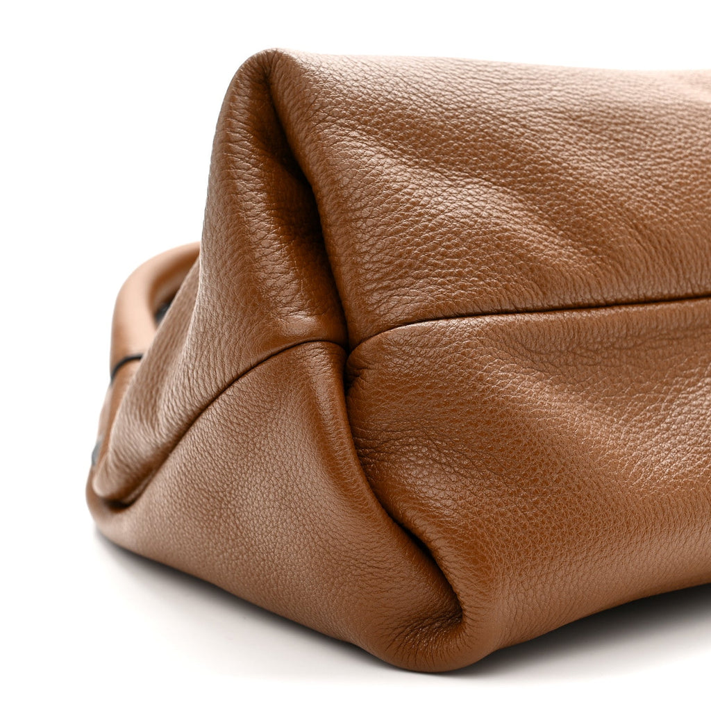 Grained Calfskin Softbit Medium Shoulder Bag Brown