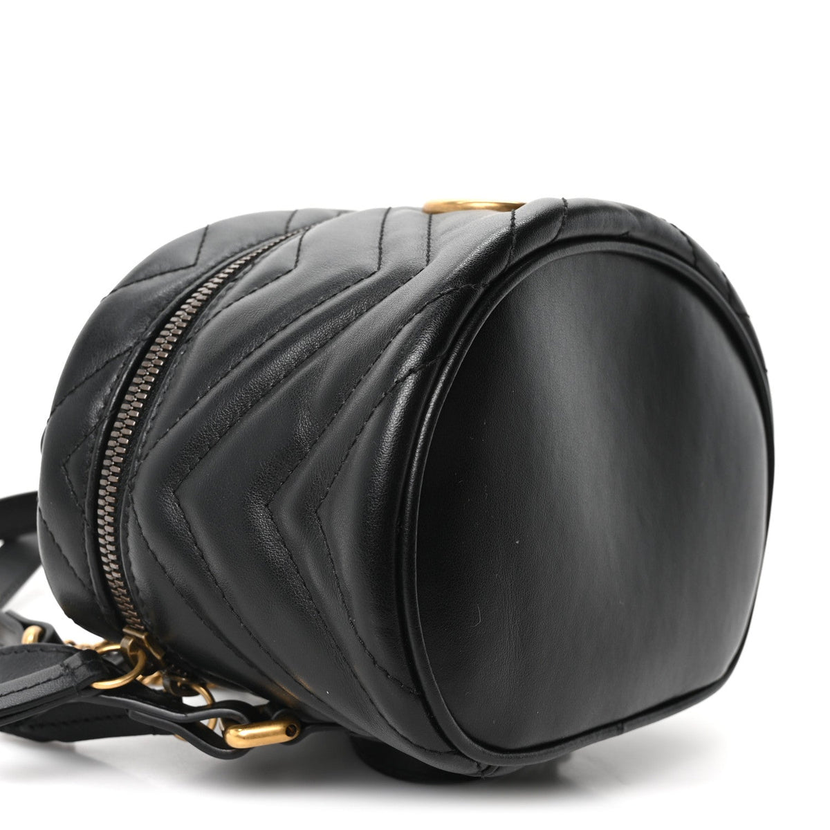 Calfskin Matelasse Mini GG Marmont Round Backpack Black