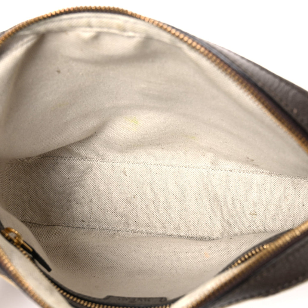 Monogram Jumbo GG Textured Dollar Calfskin Web Messenger Shoulder Bag Camel Ebony New Acero
