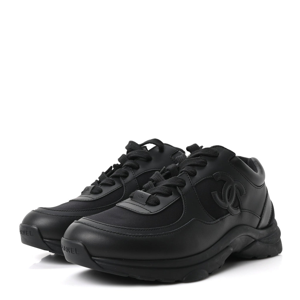 Lambskin Fabric CC Uniform Sneakers 41 Black