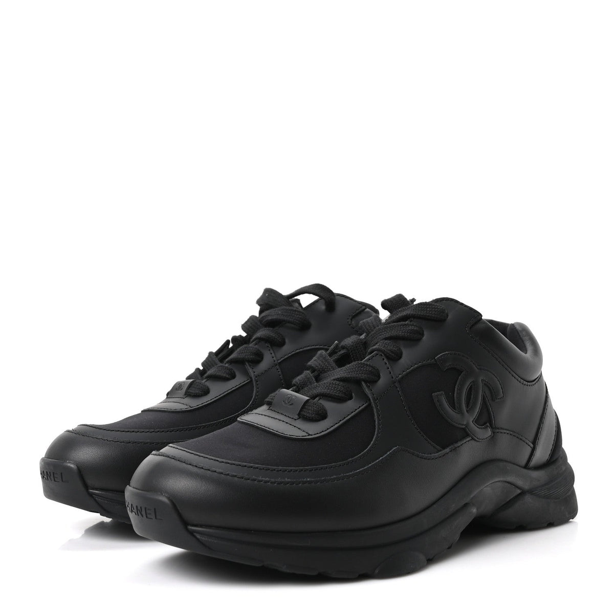 Lambskin Fabric CC Uniform Sneakers 41 Black