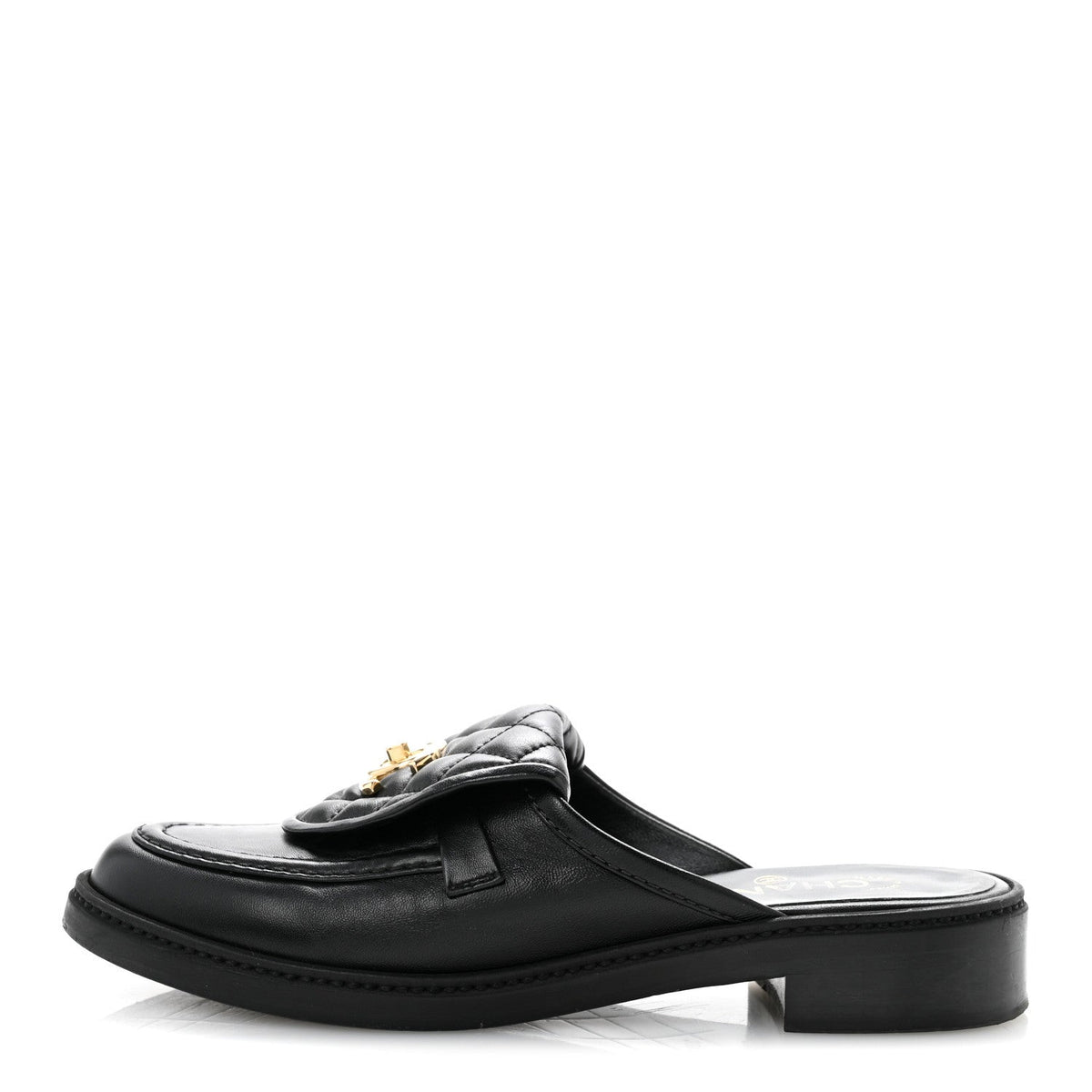 Lambskin Quilted CC Turnlock Mules 39.5 Black