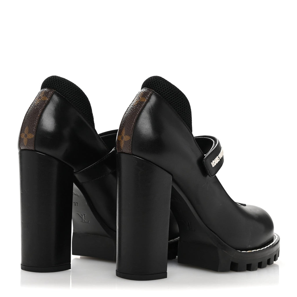Calfskin Star Trail Ankle Pumps 37 Black