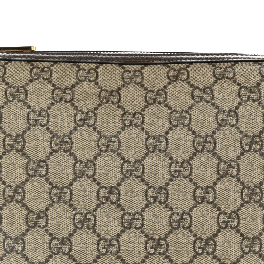 GG Supreme Monogram Textured Calfskin Web Super Mini Ophidia Shoulder Bag Beige Ebony New Acero