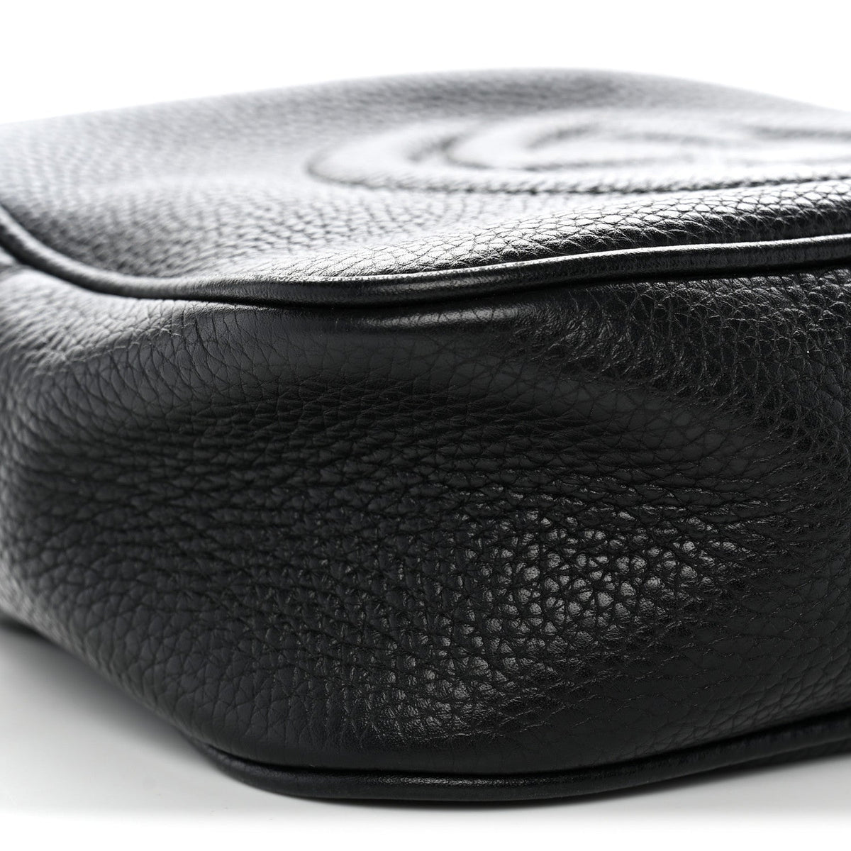 Pebbled Calfskin Small Soho Disco Bag Black
