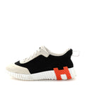 Air Mesh Suede Goatskin Bouncing Sneakers 35 Black Orange