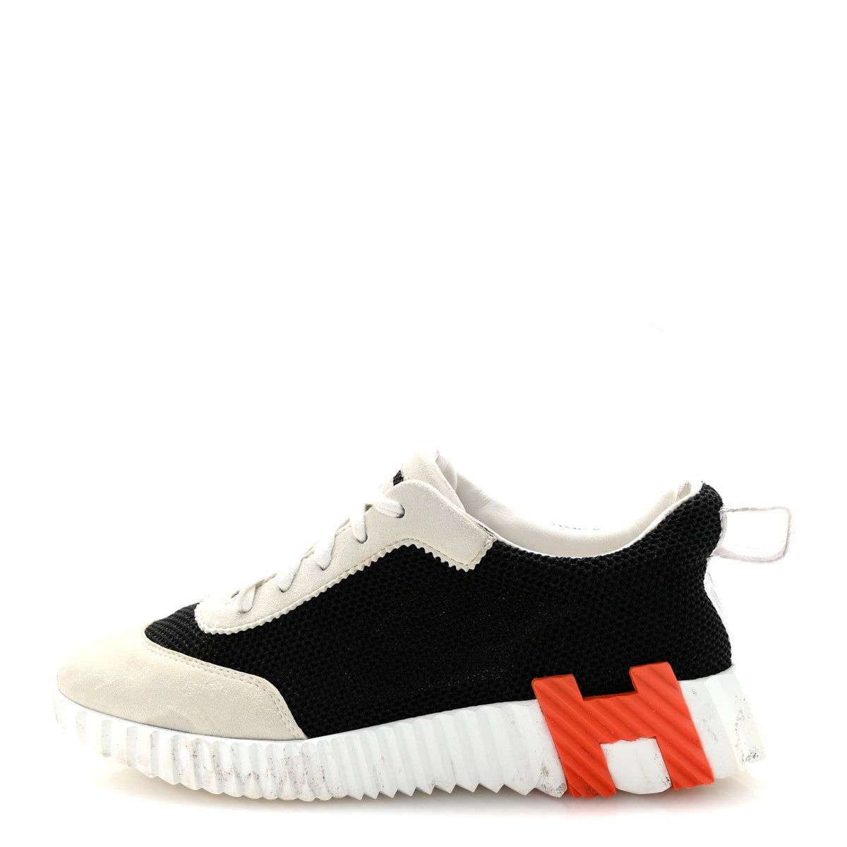 Air Mesh Suede Goatskin Bouncing Sneakers 35 Black Orange