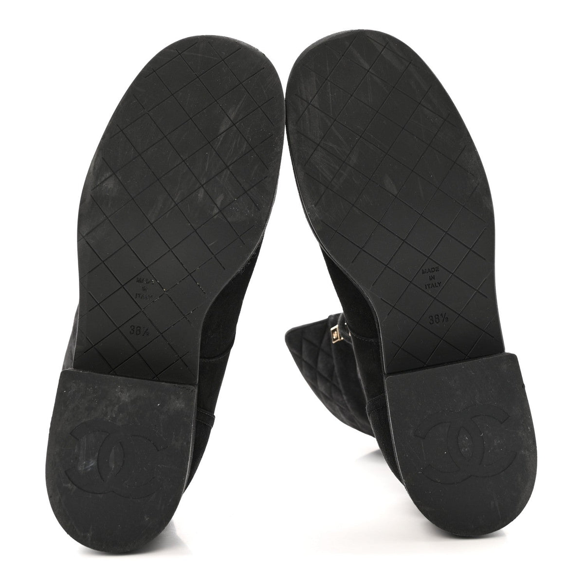 Suede Quilted Lace Up Combat Boots 38.5 Black