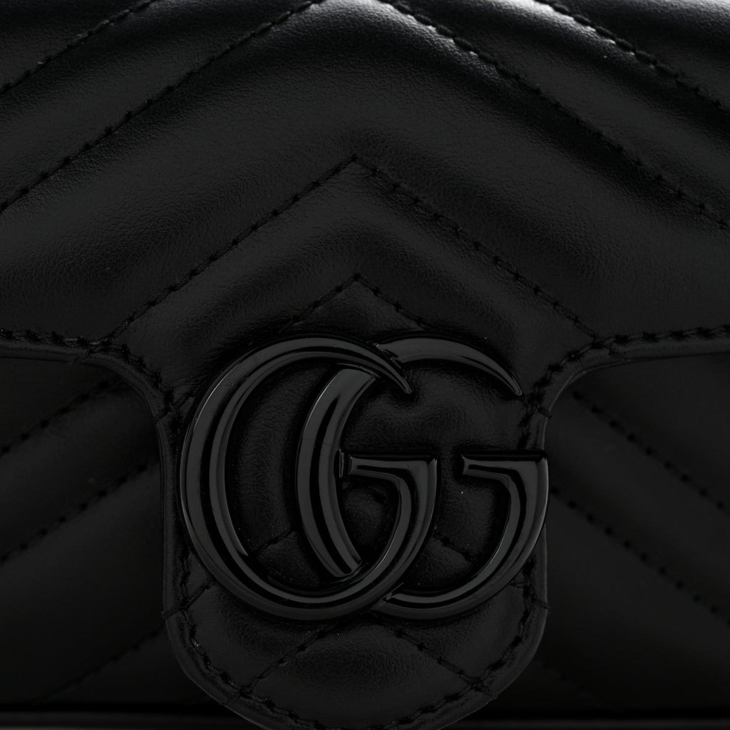 Calfskin Matelasse Monochrome GG Marmont Chain Belt Bag Black