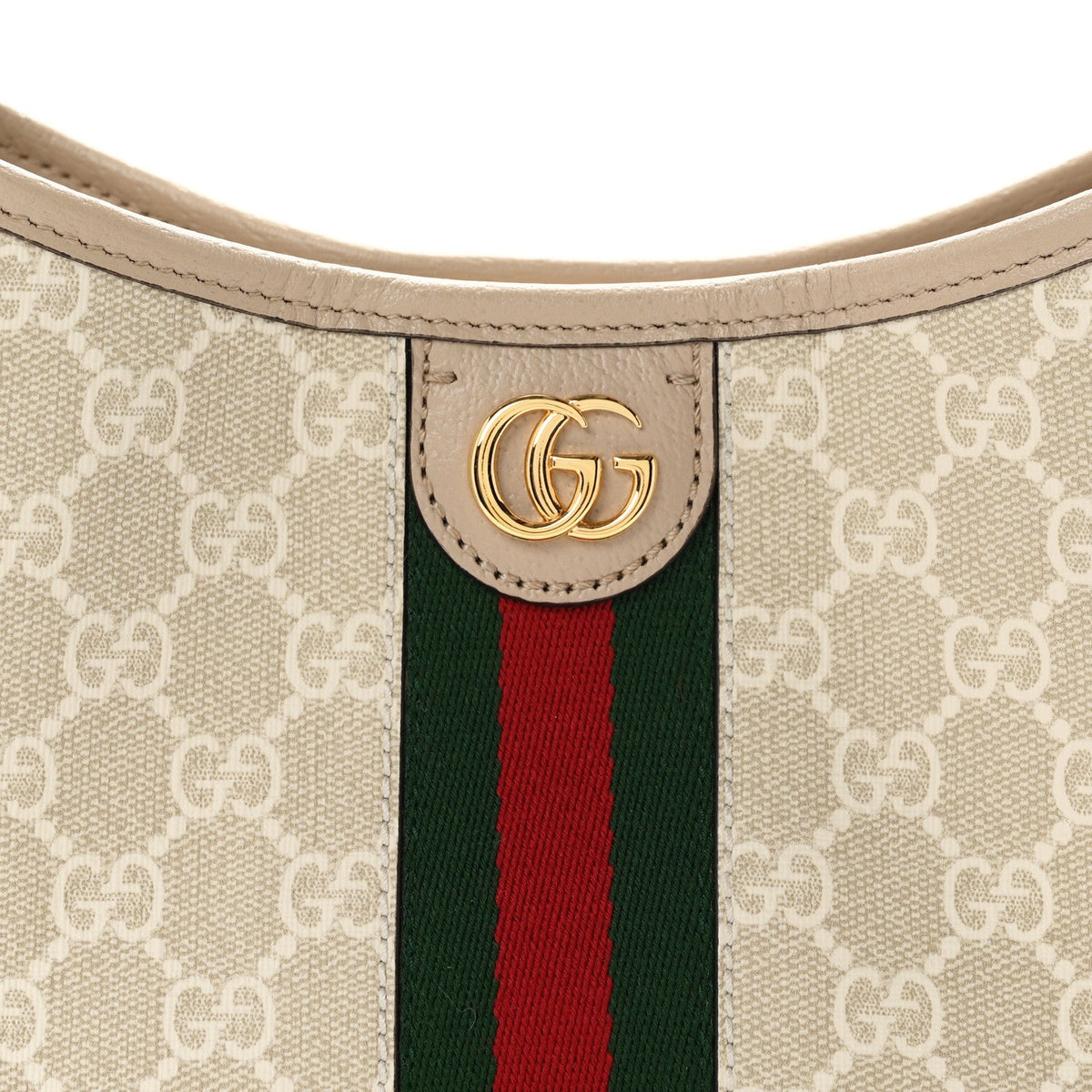 GG Supreme Monogram Web Small Ophidia Shoulder Bag Beige White Oatmeal