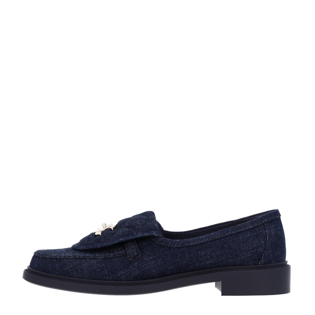 Denim CC Turnlock Loafers 39.5 Dark Blue