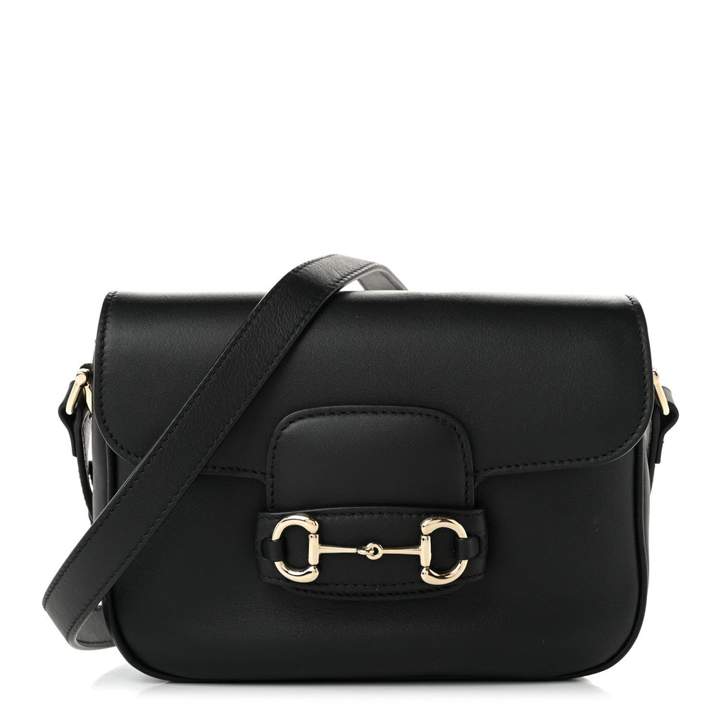 Arabella Calfskin Horsebit 1955 Soft Small Shoulder Bag Black