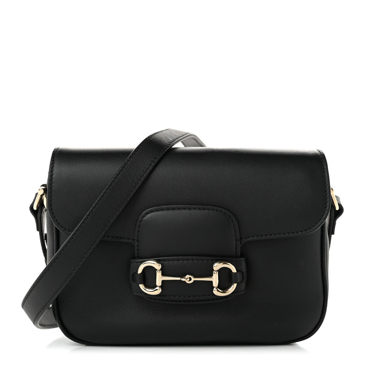 Arabella Calfskin Horsebit 1955 Soft Small Shoulder Bag Black