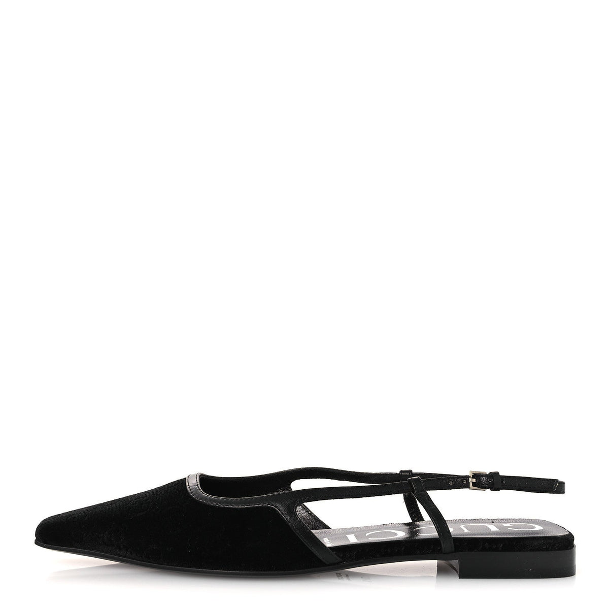 Velvet GG Monogram Slingback Ballet Flats 37.5 Black