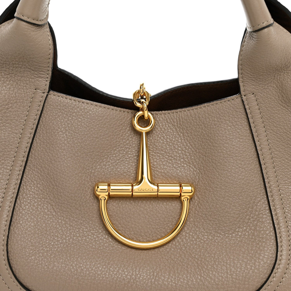 Grained Calfskin Softbit Medium Shoulder Bag Taupe
