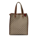 GG Plus Monogram Small Signature Web Loop Vertical Tote Light Brown