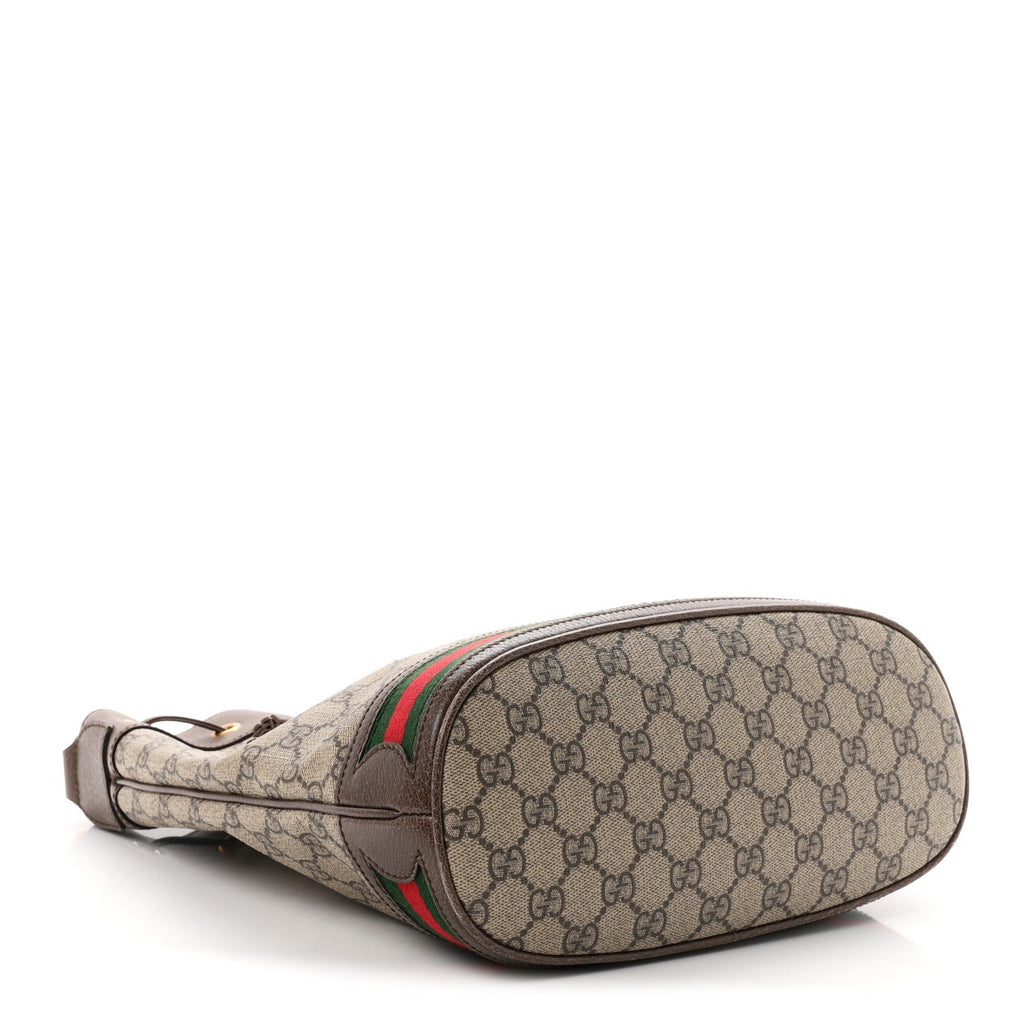 GG Supreme Monogram Web Ophidia Bucket Bag Brown