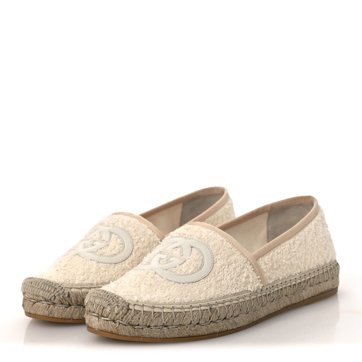Terry Cloth Interlocking G Espadrilles 38.5 Ivory Dusty White Beige