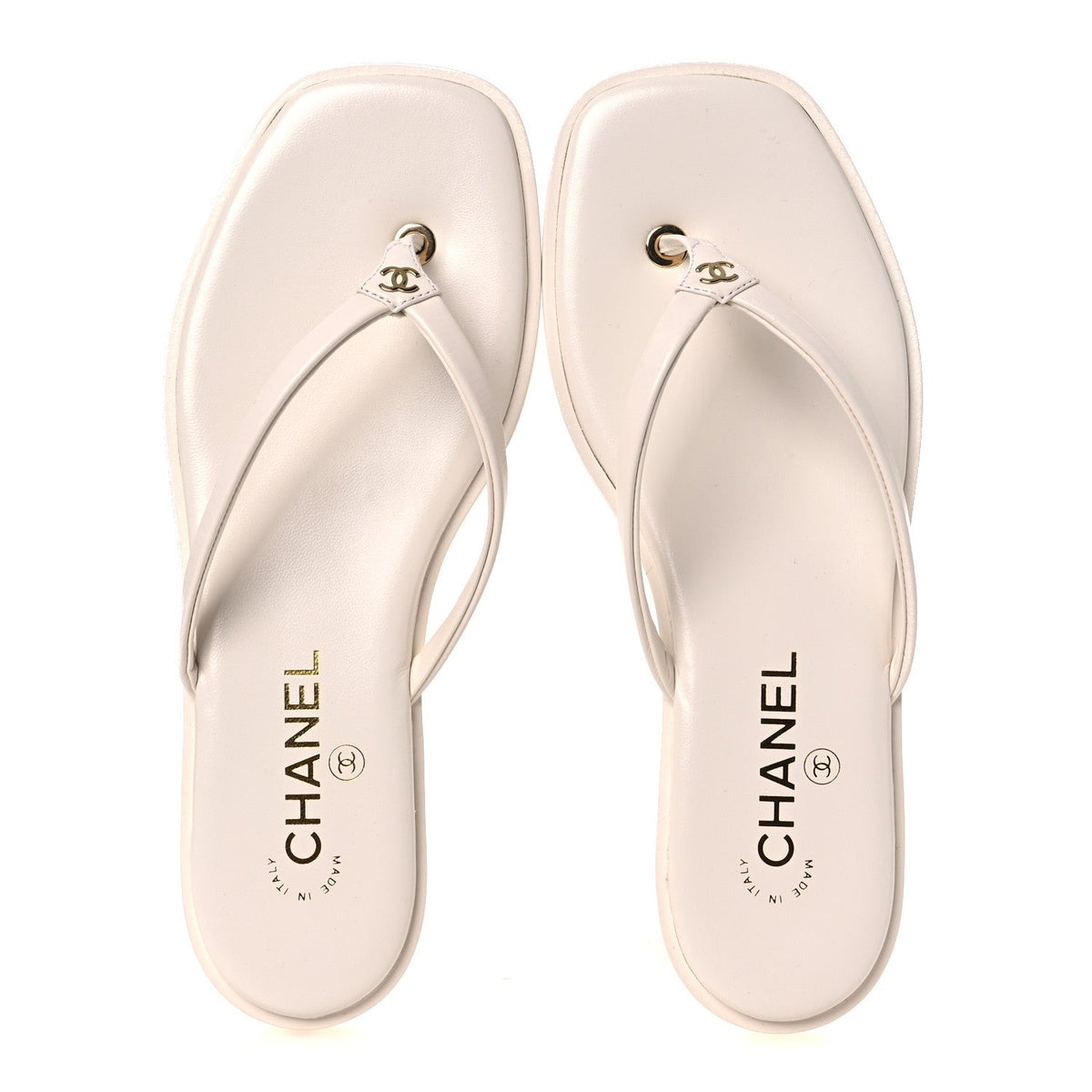 Goatskin CC Times Square Thong Sandals 38.5 Beige