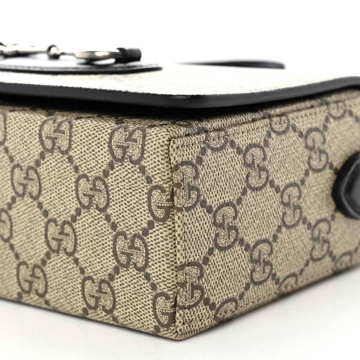 GG Supreme Monogram Mini Horsebit 1955 Shoulder Bag Beige Ebony Black