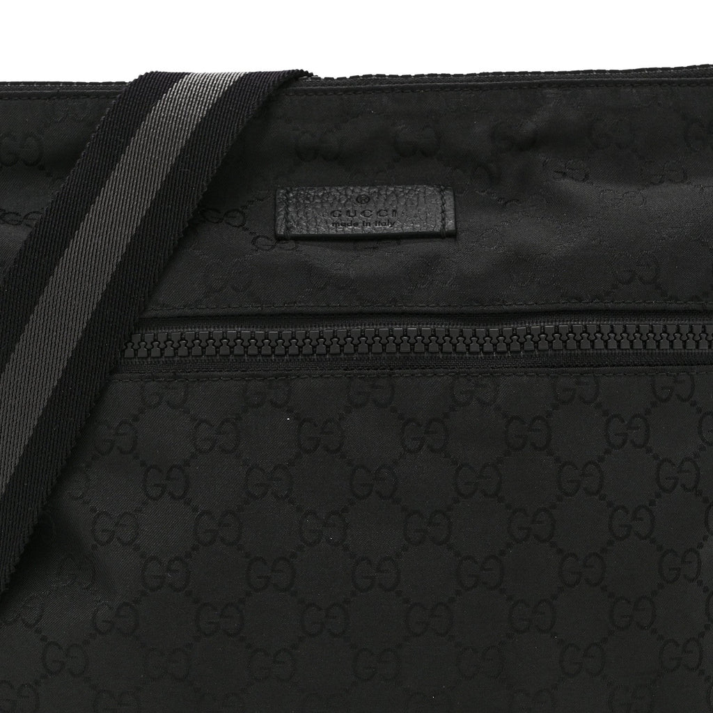 Nylon Monogram Medium Flat Messenger Bag Black