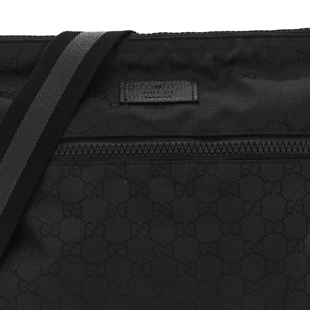Nylon Monogram Medium Flat Messenger Bag Black