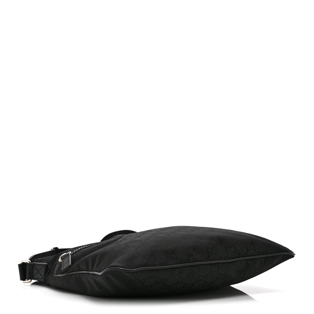Nylon Monogram Medium Flat Messenger Bag Black