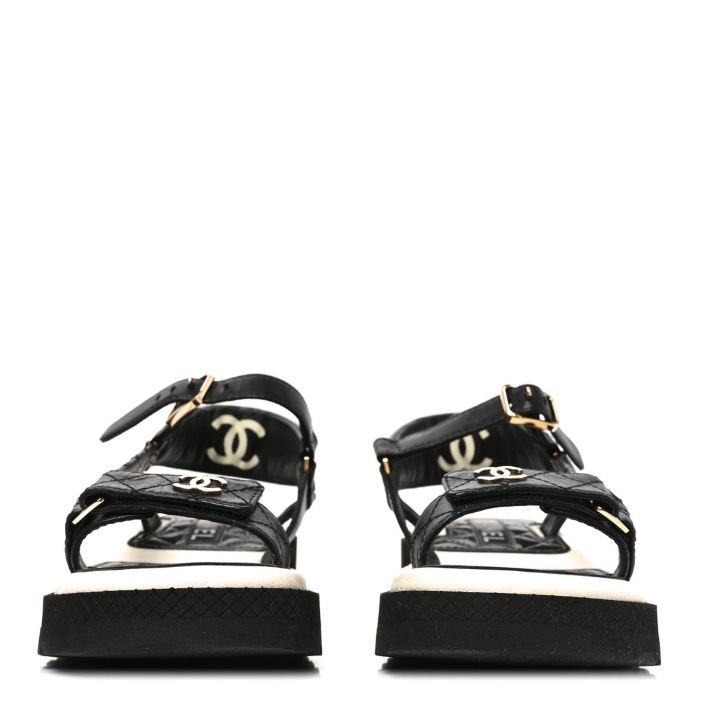 Lambskin Patent Calfskin Logo Platform Sandals 36 Black