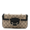 GG Supreme Monogram Azalea Calfskin Horsebit 1955 Mini Bag Beige Black