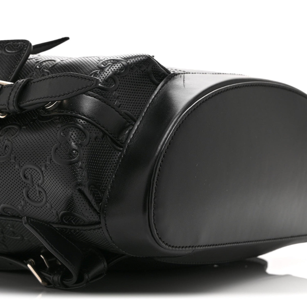 Calfskin GG Tennis Embossed Double Buckle Backpack Black