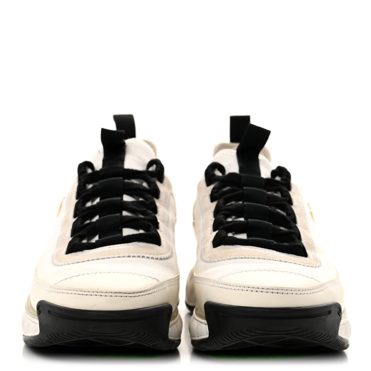 Velvet Calfskin Mixed Fibers CC Sneakers 39 Ivory Black