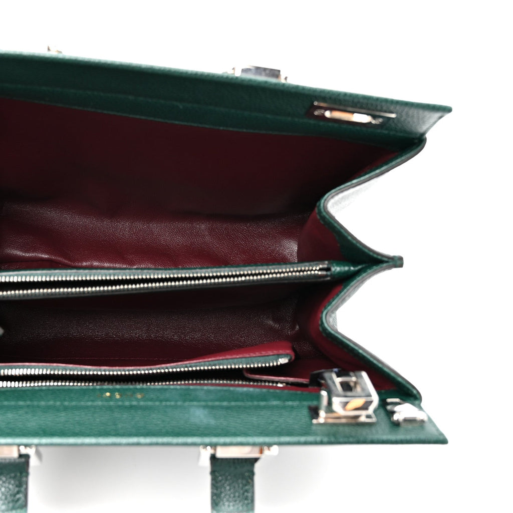 Grainy Calfskin Small Zumi Top Handle Bag Vintage Green