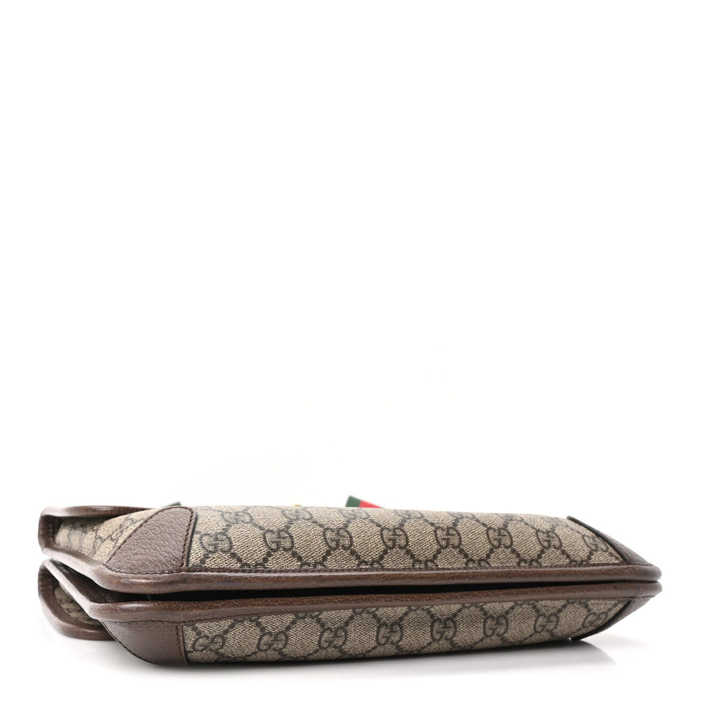 GG Supreme Monogram Web Neo Vintage Double Flap Messenger Bag Beige New Acero