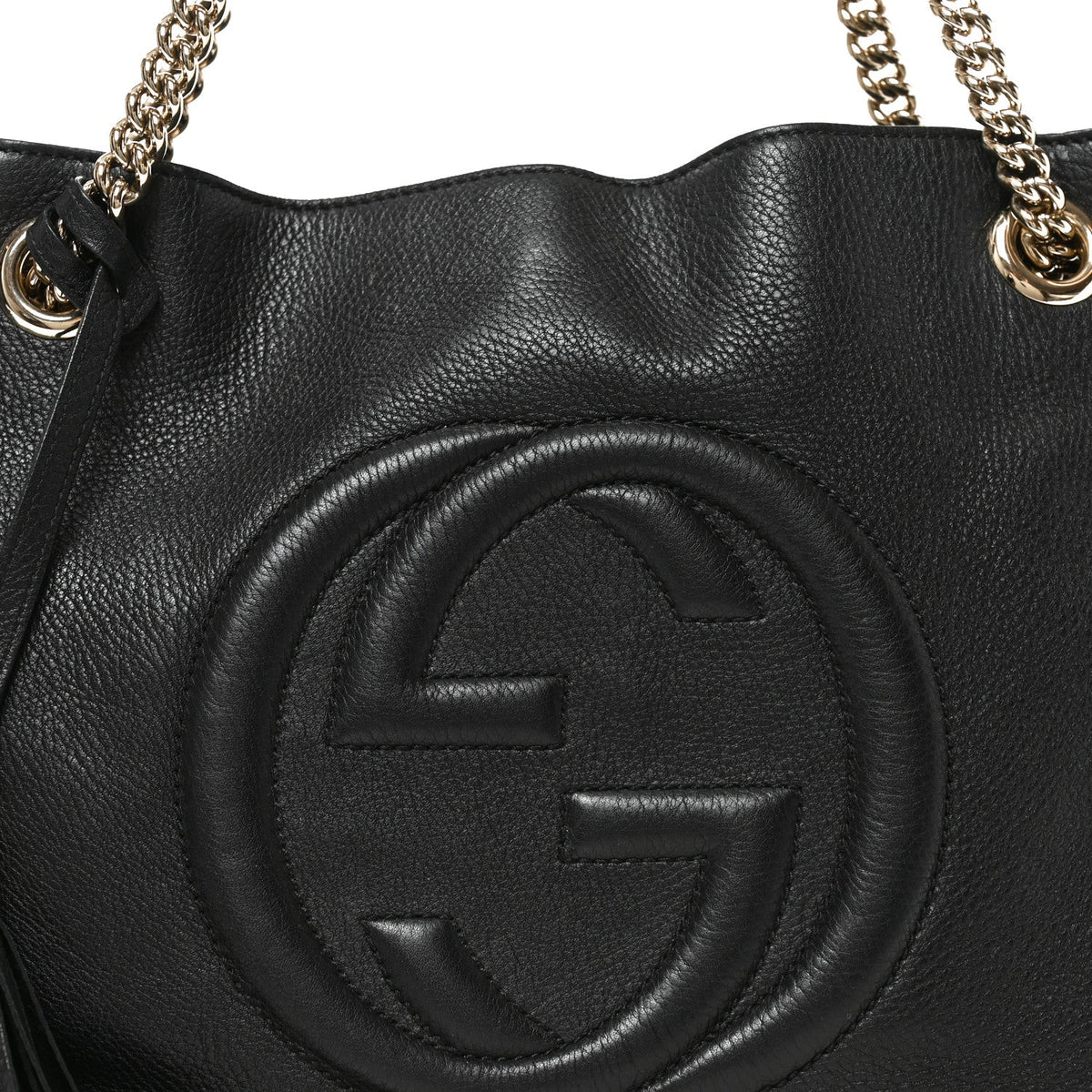 Pebbled Calfskin Medium Soho Chain Shoulder Bag Black