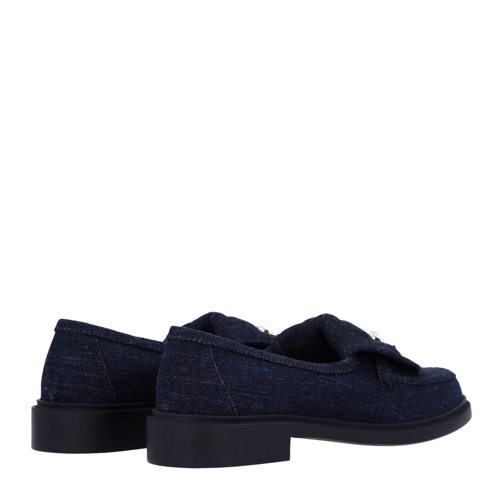 Denim CC Turnlock Loafers 39.5 Dark Blue