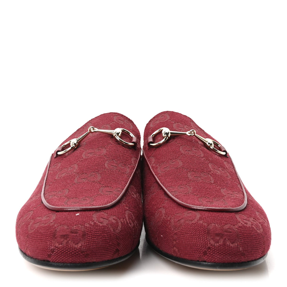 New Canvas GG Monogram Malaga Kid Womens Princetown Slippers 39.5 Rosso Ancora