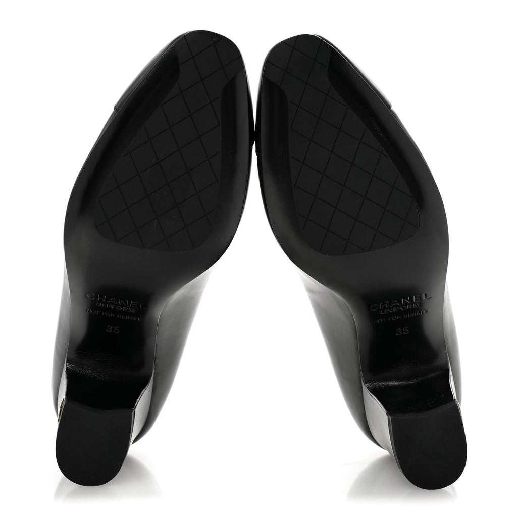 Lambskin Cap Toe CC Uniform Pumps 35 Black