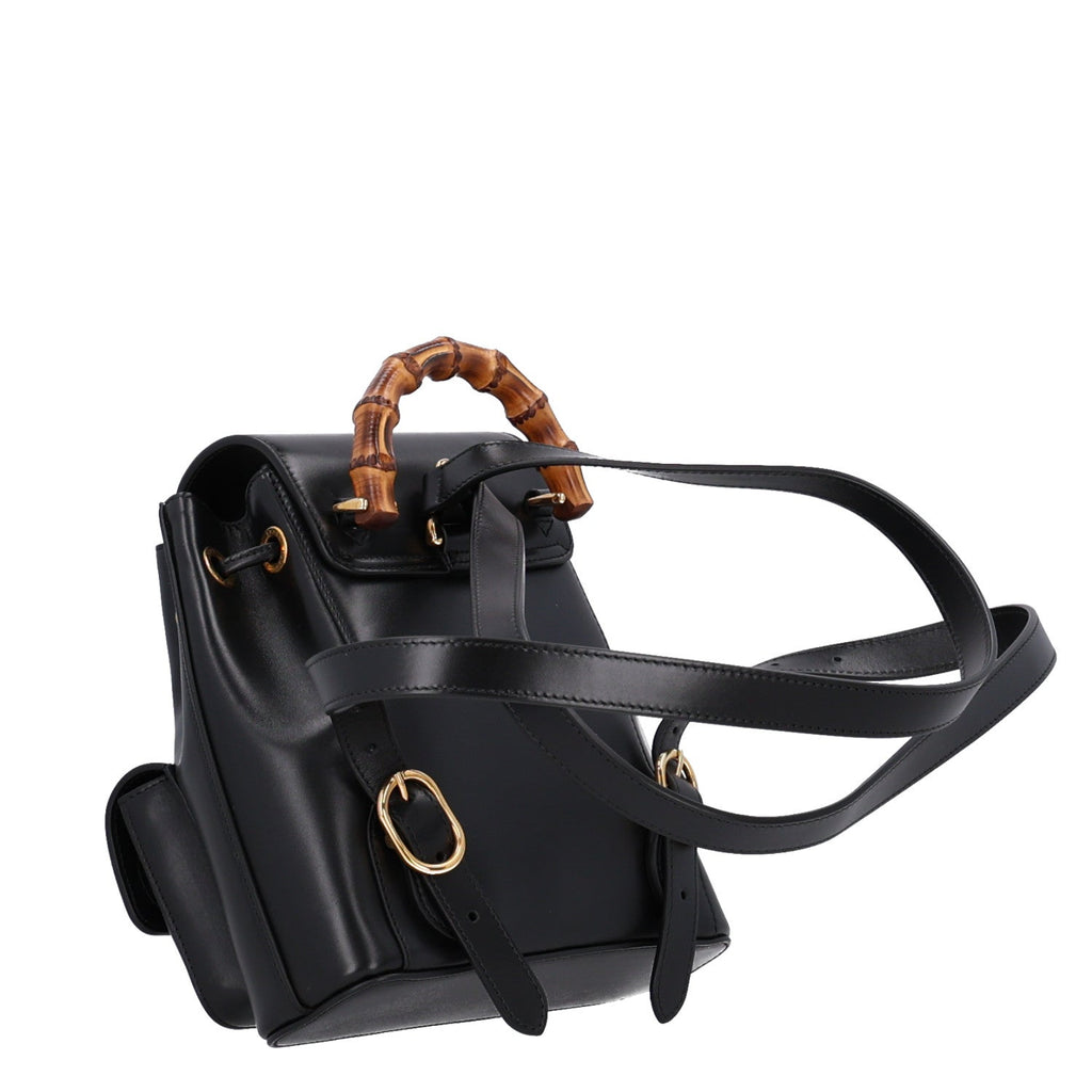 Calfskin Bamboo Backpack Black