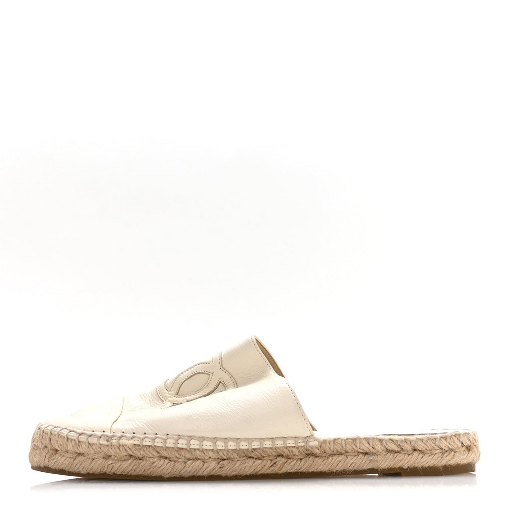 Calfskin CC Espadrille Mules 40 Ivory