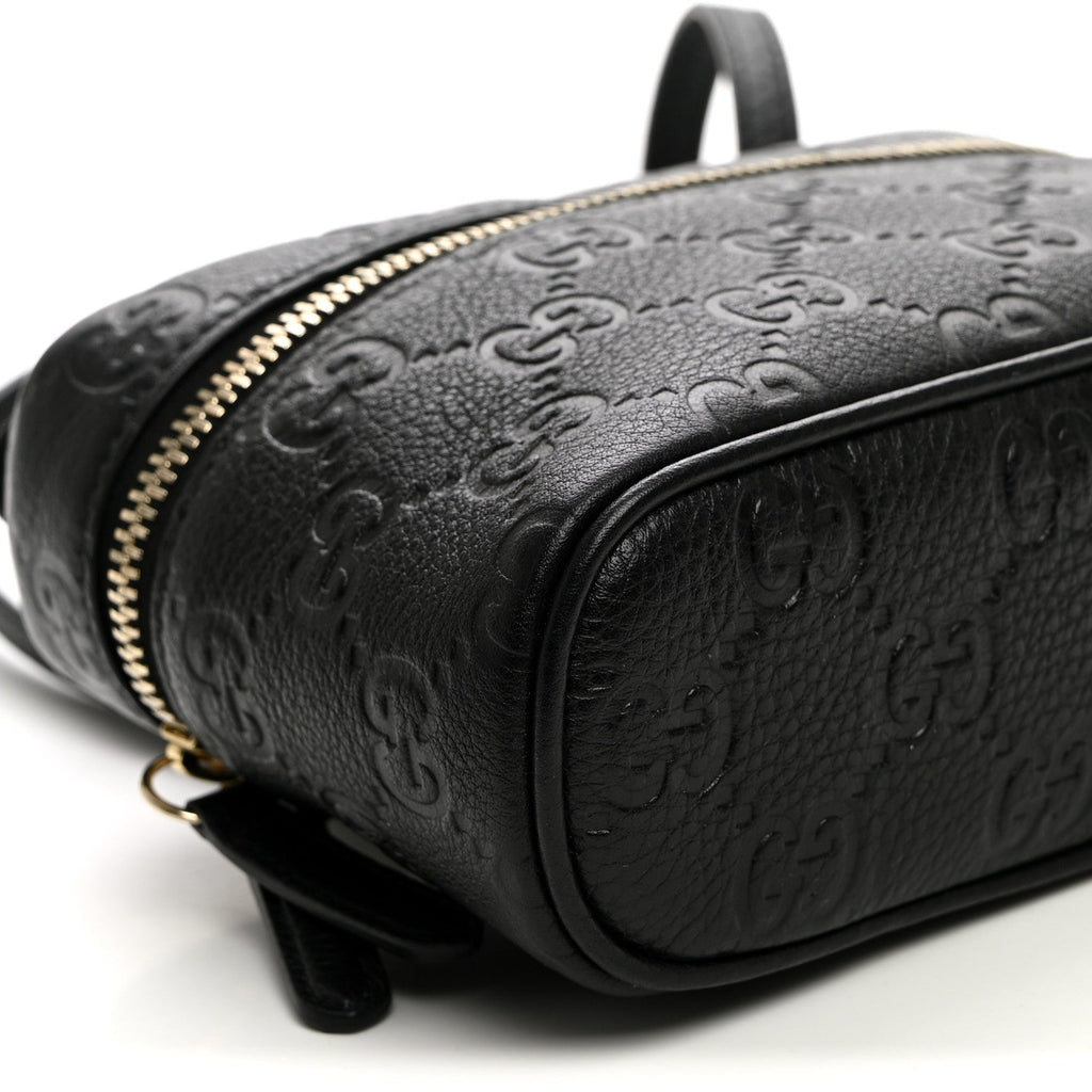 GG Calfskin Embossed Emblem Super MIni Crossbody Bag Black